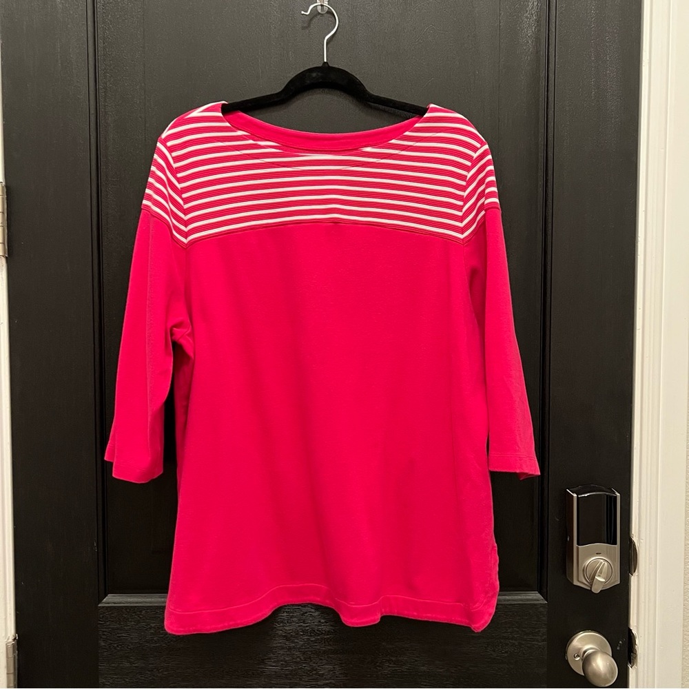Croft & Barrow Womens Pink and white (stripe) Top Size 2X